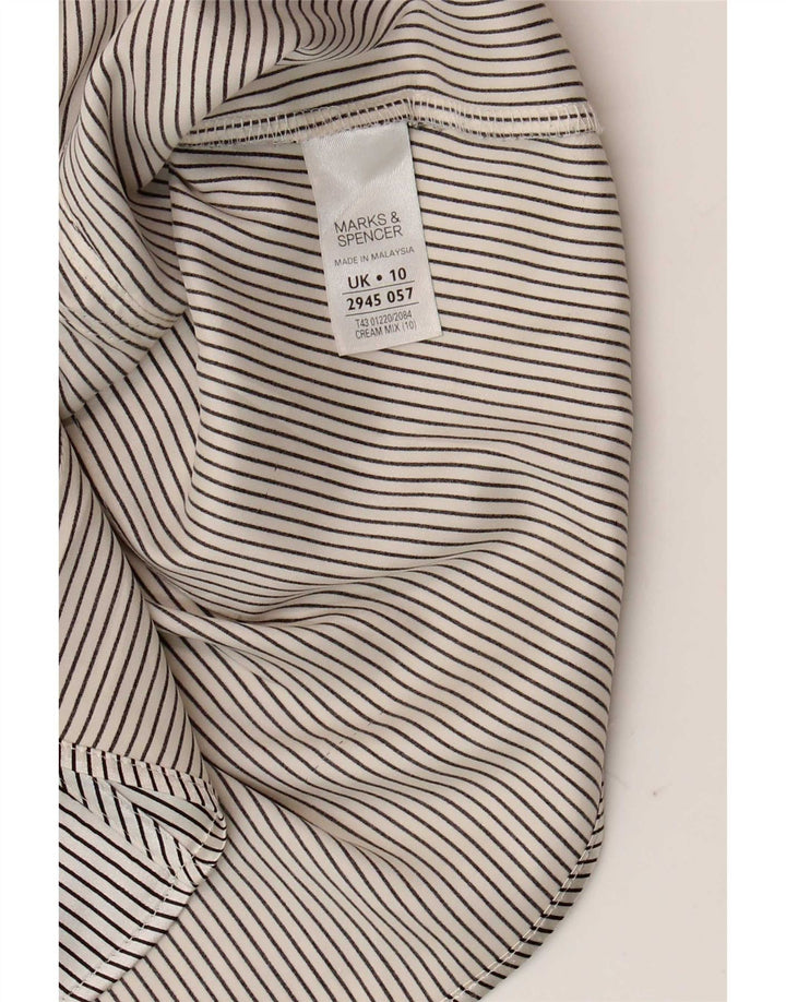 Marks & Spencer Γυναικεία Μπλούζα UK 10 Small Beige Pinstripe