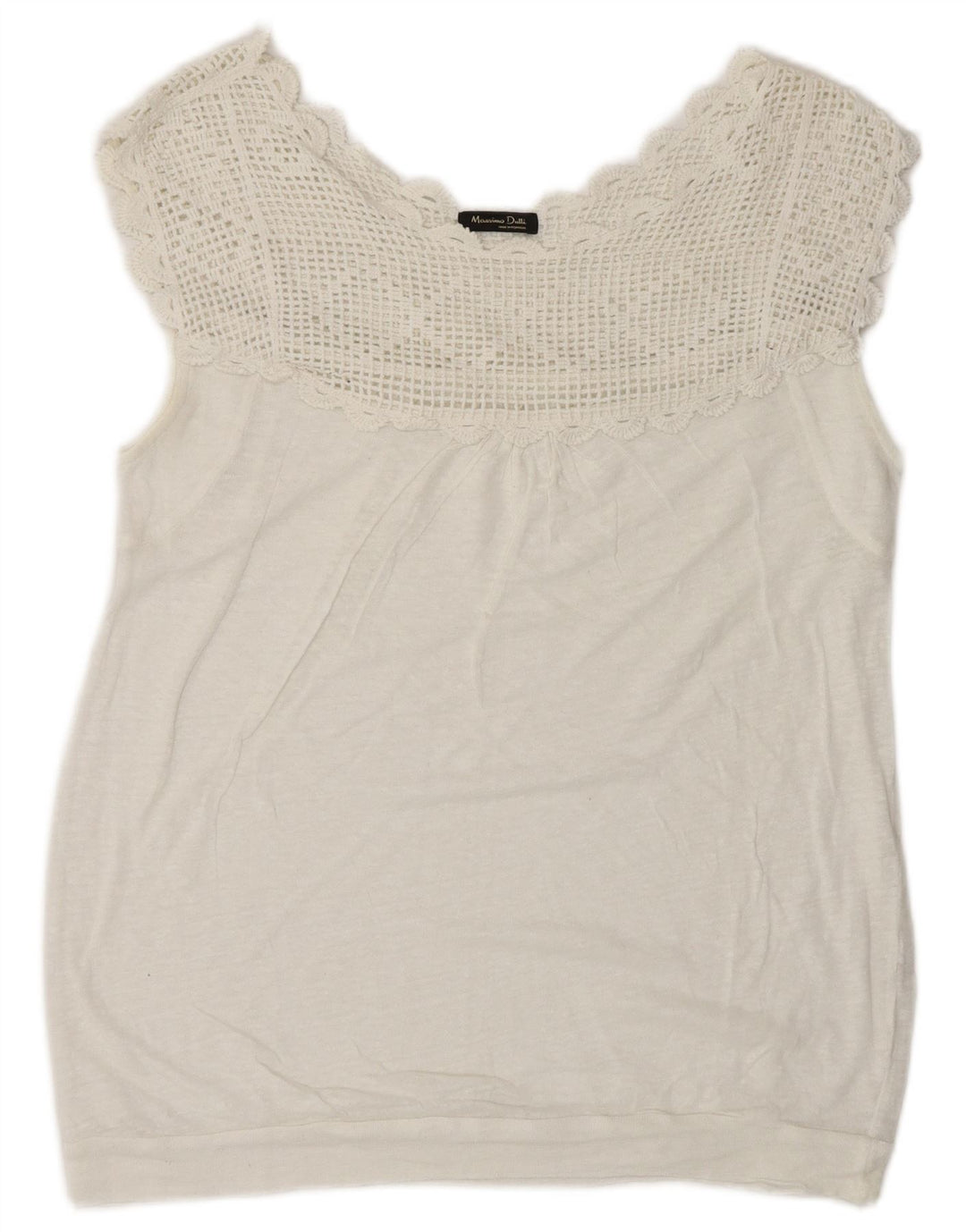Massimo Dutti Γυναικεία Αμάνικη Μπλούζα Τοπ UK 16 Large White