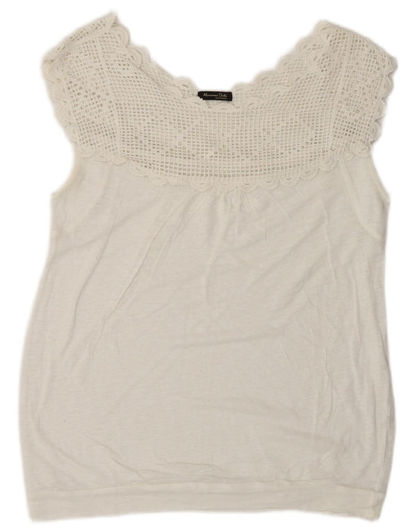 Massimo Dutti Γυναικεία Αμάνικη Μπλούζα Τοπ UK 16 Large White