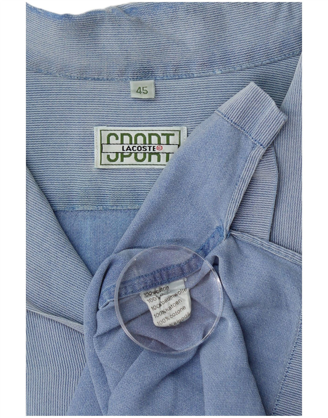 Ανδρικό κοντομάνικο πουκάμισο LACOSTE Μέγεθος 45 XL Μπλε βαμβακερό ριγέ