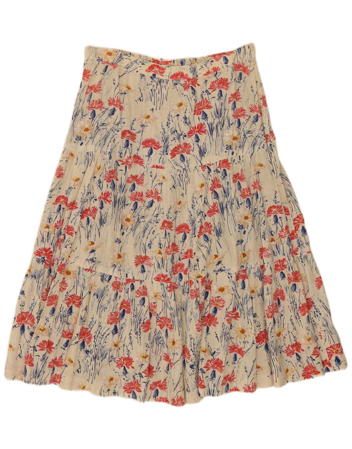Vintage Γυναικεία Flared Φούστα W28 Medium Beige Floral