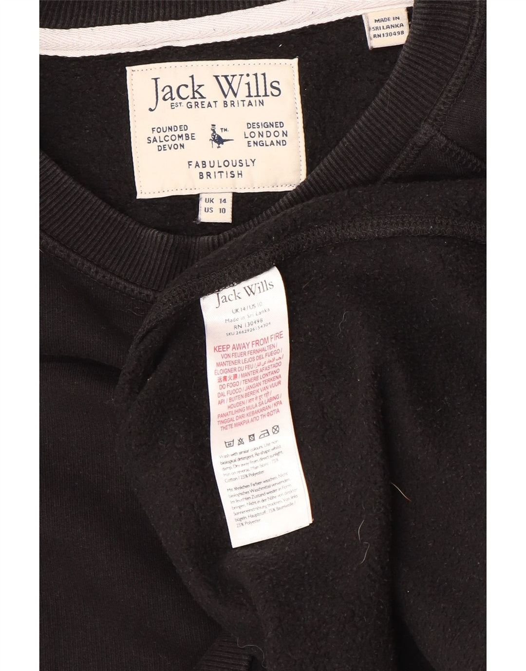 JACK WILLS Γυναικεία φούτερ με φαρδιά μπλούζα Jumper UK 14 μεγάλο μαύρο βαμβακερό