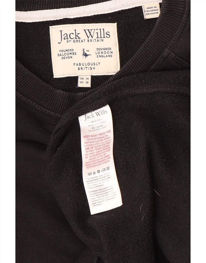 JACK WILLS Γυναικεία φούτερ με φαρδιά μπλούζα Jumper UK 14 μεγάλο μαύρο βαμβακερό