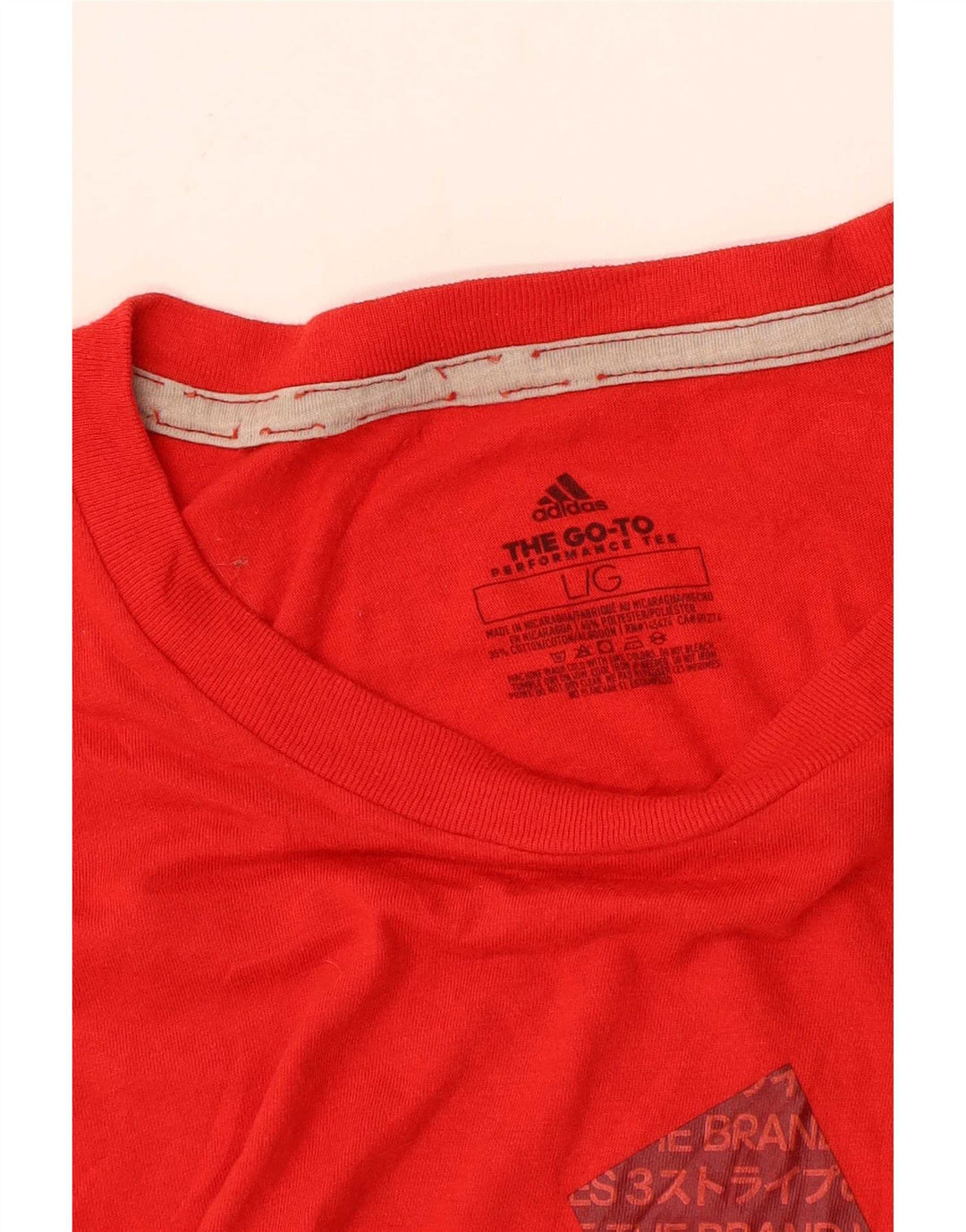 Ανδρικό γραφικό T-Shirt Adidas Climalite Top μεγάλο κόκκινο πολυεστέρα