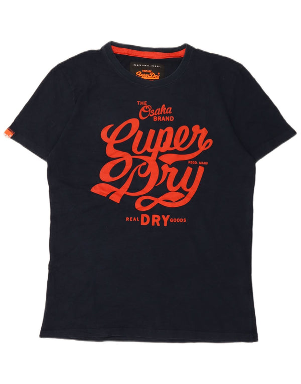 Ανδρικό γραφικό T-Shirt Superdry Top XL Navy Blue Cotton