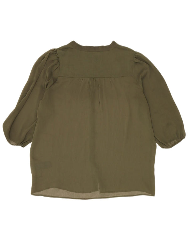 Marks & Spencer Womens See Through Shirt Μπλούζα UK 14 Large Khaki