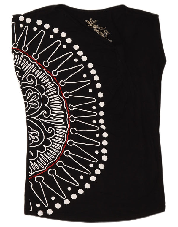 Γυναικείο γραφικό T-Shirt Desigual Top UK 12 Medium Black Paisley