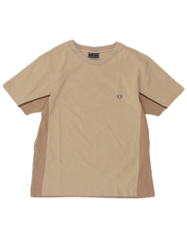 Ανδρικό T-Shirt CHAMPION Top Small Beige Colourblock Βαμβακερό