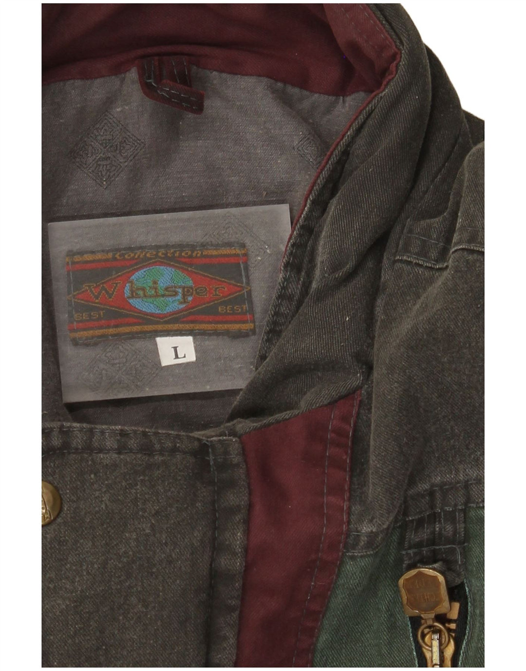 Whisper Mens Bomber Padded Jacket UK 40 Large Green Colourblock