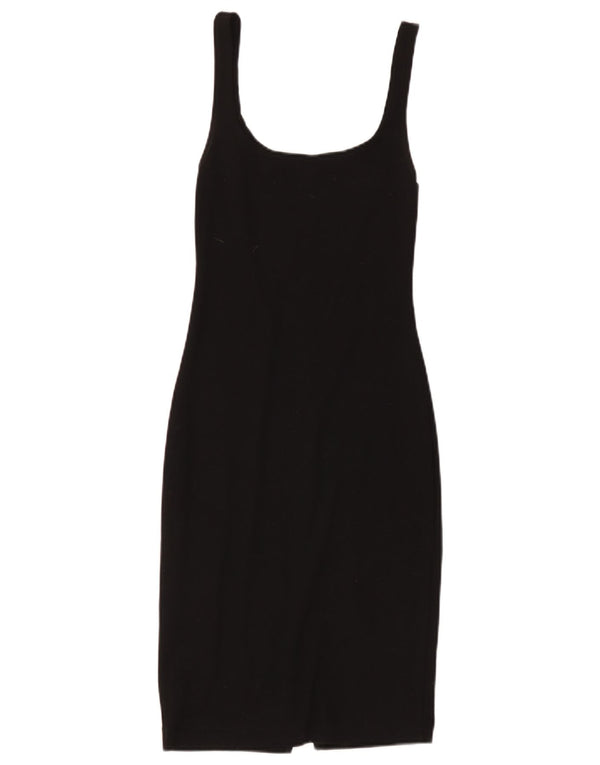 Zara Γυναικείο Trafaluc Αμάνικο Bodycon Φόρεμα UK 8 Small Black