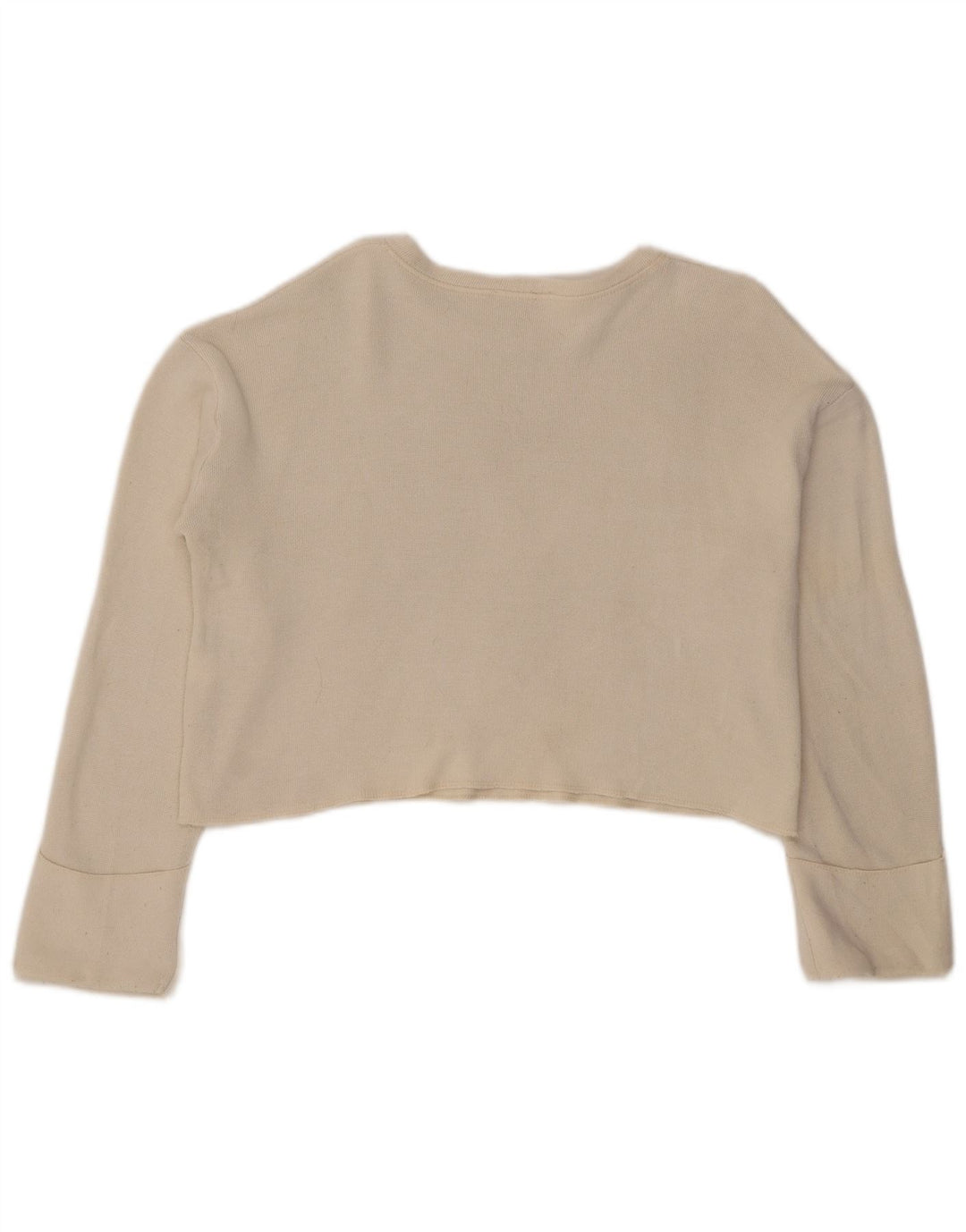 Zara Γυναικεία Crop Oversized Top μακρυμάνικο UK 10 Small White Viscose