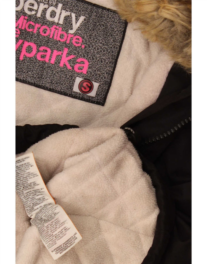 Superdry γυναικείο μπουφάν με κουκούλα αντιανεμικό UK 10 Small Black Polyester