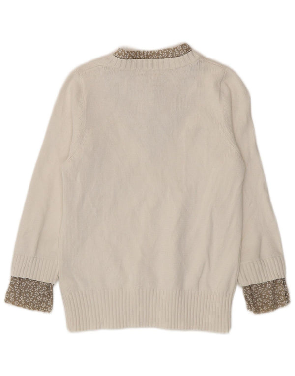 Marks & Spencer Γυναικείο πουλόβερ με λαιμόκοψη σε V UK 10 Small White Floral