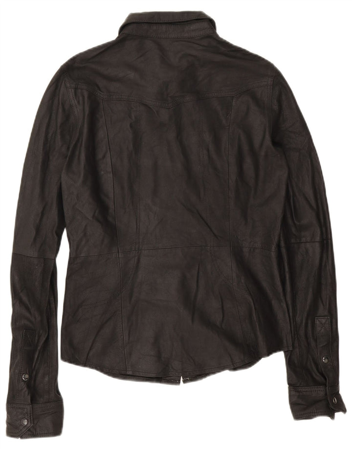 Zara Γυναικείο Δερμάτινο Πουκάμισο UK 10 Small Black
