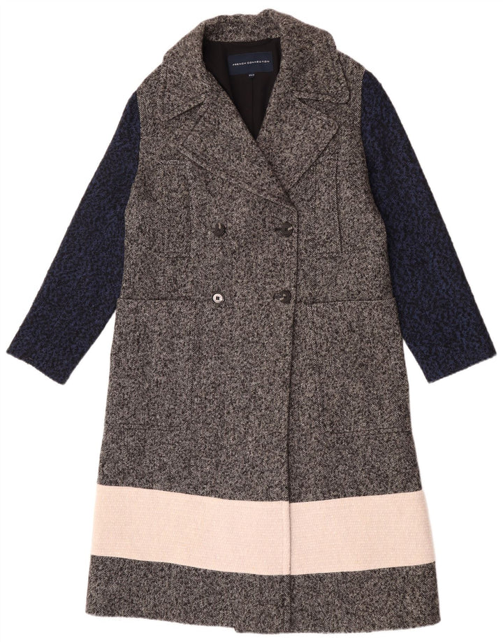 French Connection Γυναικείο παλτό με διπλό στήθος UK 6 XS Grey Colourblock