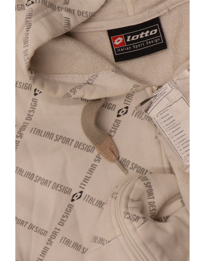 Ανδρικό πουλόβερ με κουκούλα με φερμουάρ LOTTO, μεσαίο λευκό βαμβακερό