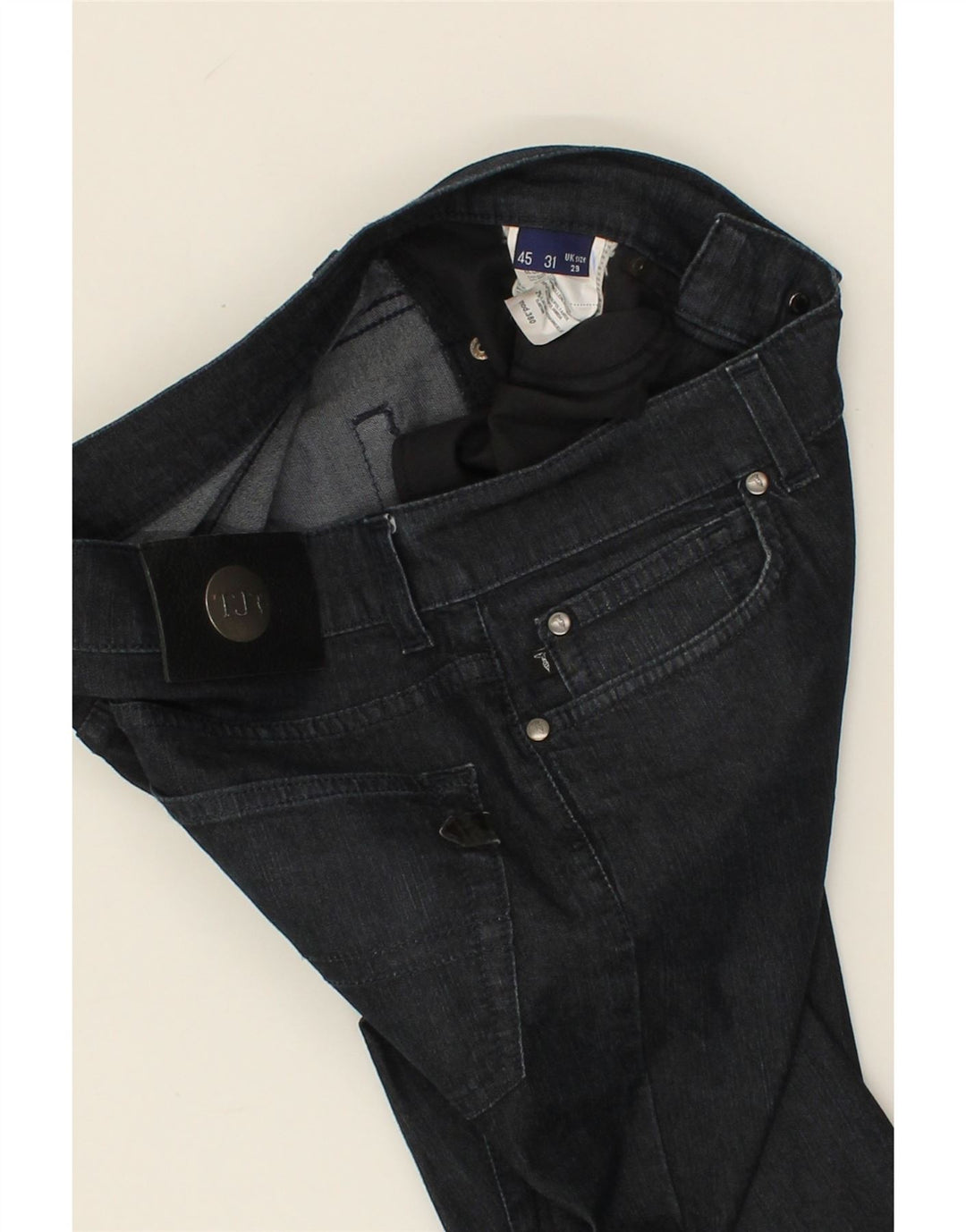 TRUSSARDI Womens Straight Jeans W29 L29 Navy Blue Cotton Vintage Trussardi and Second-Hand Trussardi from Messina Hembry 