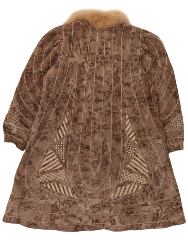 VINTAGE Γυναικείο παλτό με ψεύτικη γούνα αναστρέψιμο UK 18 XL Καφέ Floral