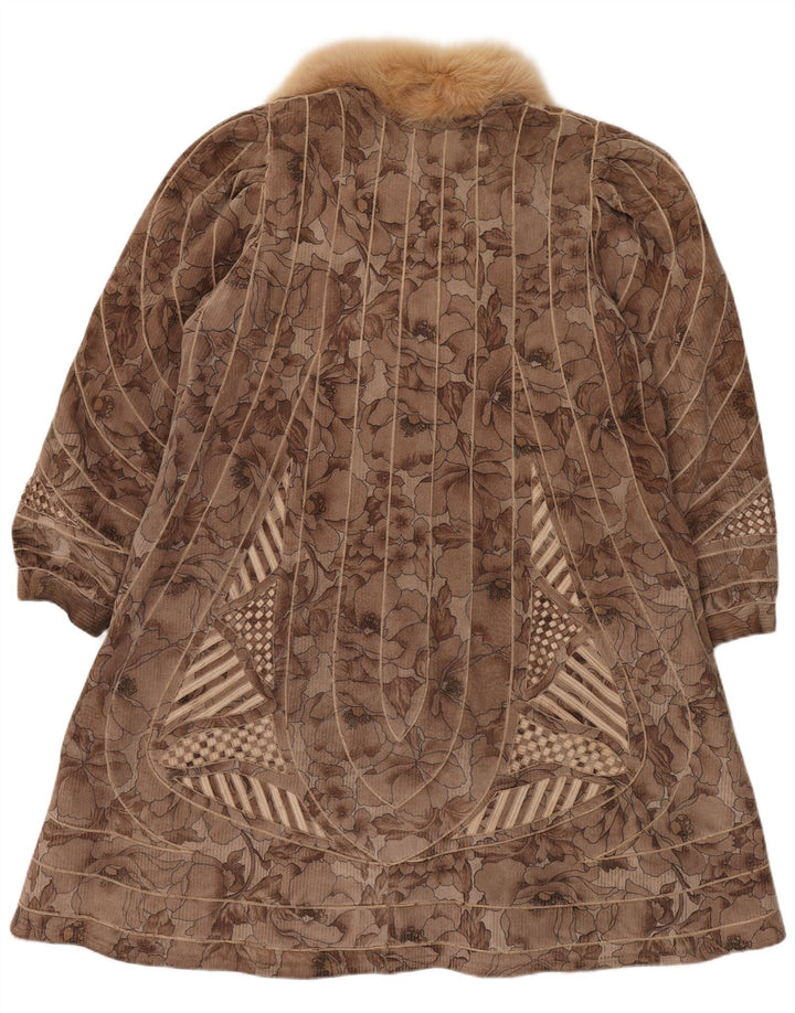 VINTAGE Γυναικείο παλτό με ψεύτικη γούνα αναστρέψιμο UK 18 XL Καφέ Floral