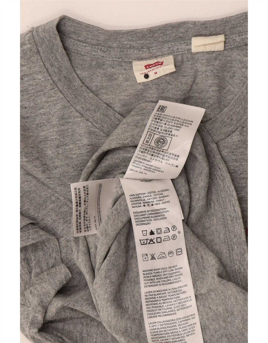 Γυναικείο T-Shirt Levi's Top UK 12 Βαμβακερό μεσαίο γκρι φλύκταινα