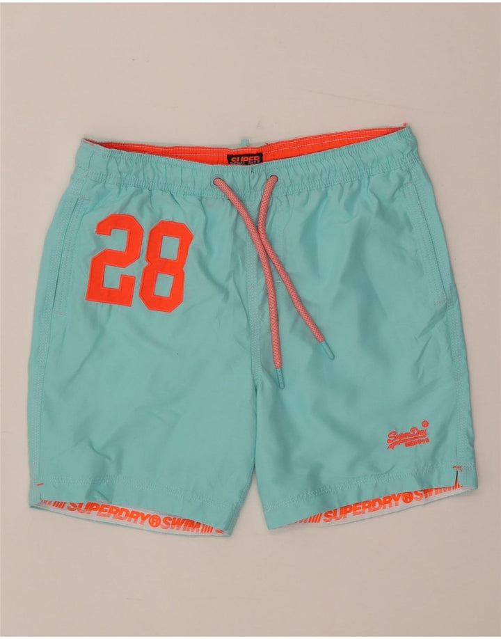 Ανδρικό γραφικό σορτς κολύμβησης Superdry με μεσαίο μπλε πολυεστέρα