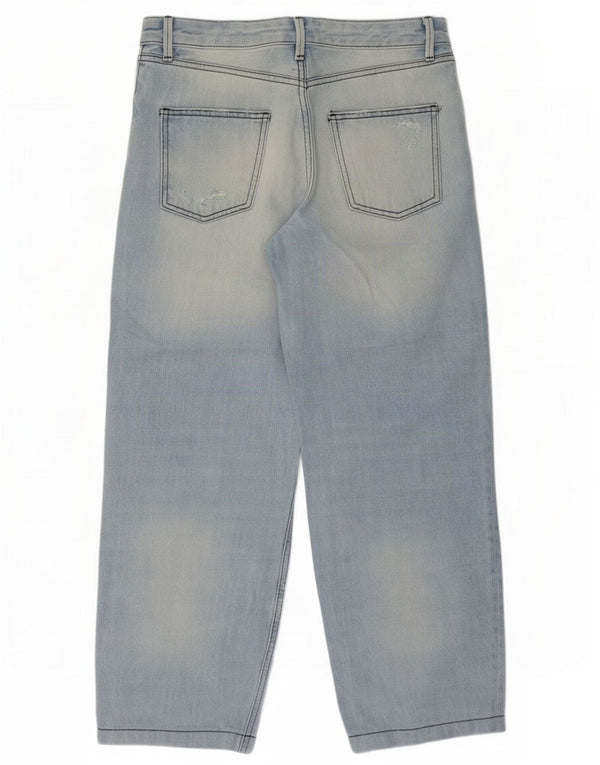 Zara Womens High Waist Distressed Loose Jeans EU 38 Small W28 L26 Blue