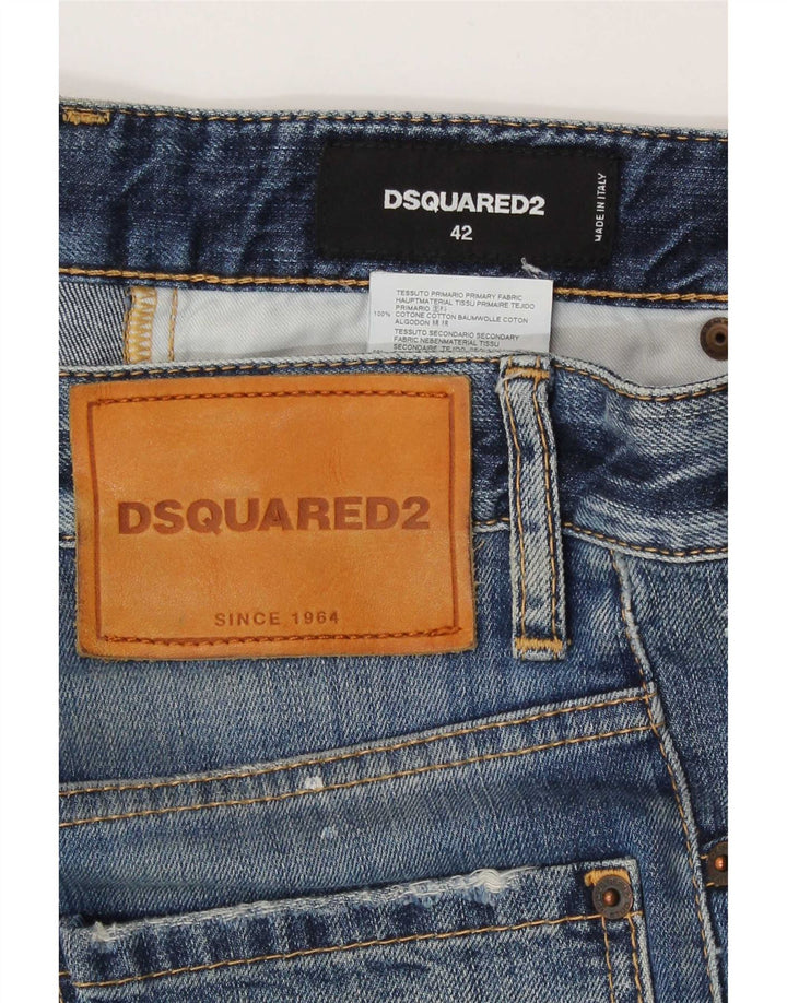 Dsquared2 Γυναικεία Distressed Slim Jeans IT 42 Medium W30 L27 Blue Spotted