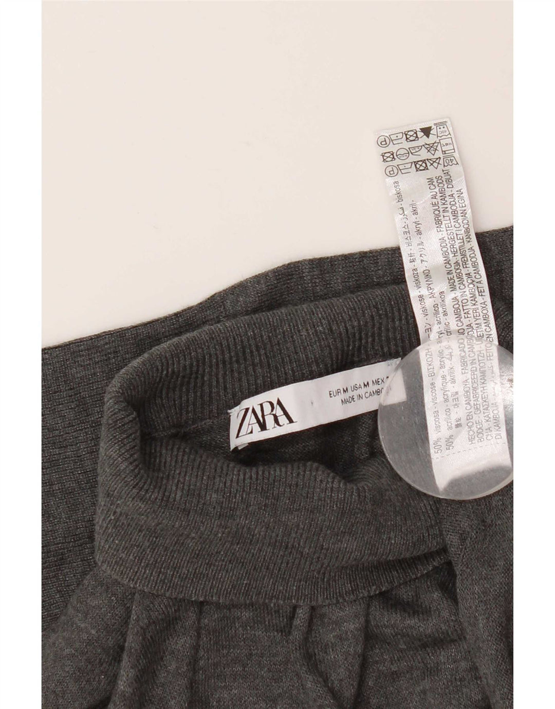 Ανδρικό πουλόβερ Zara με ρολό λαιμόκοψη, μεσαίο γκρι βισκόζη