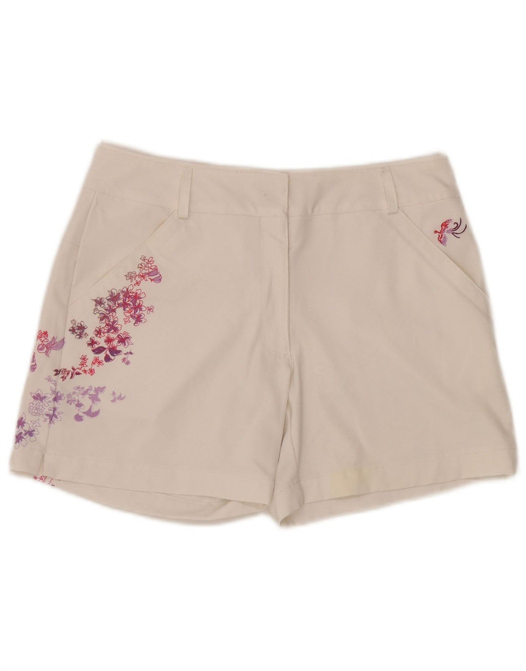 Γυναικείο σορτς chino γραφικό γκολφ Nike Small W28 λευκό φλοράλ πολυεστέρα