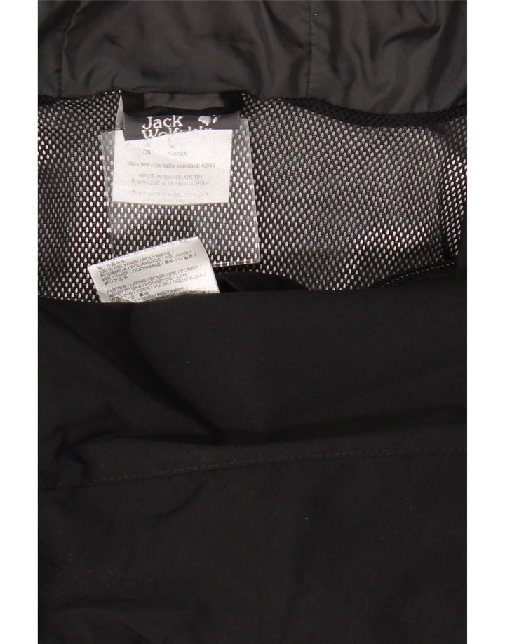 Jack Wolfskin Γυναικείο μπουφάν βροχής με κουκούλα UK 16 Large Black Polyamide