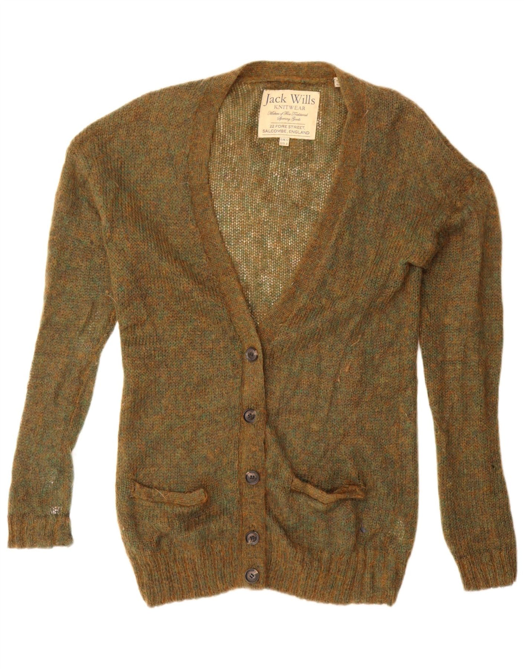 Jack Wills Γυναικείο πουλόβερ με ζακέτα UK 12 Medium Khaki Flecked