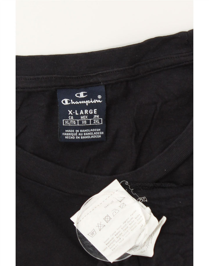 CHAMPION Ανδρικό γραφικό T-Shirt Top XL Μαύρο βαμβακερό