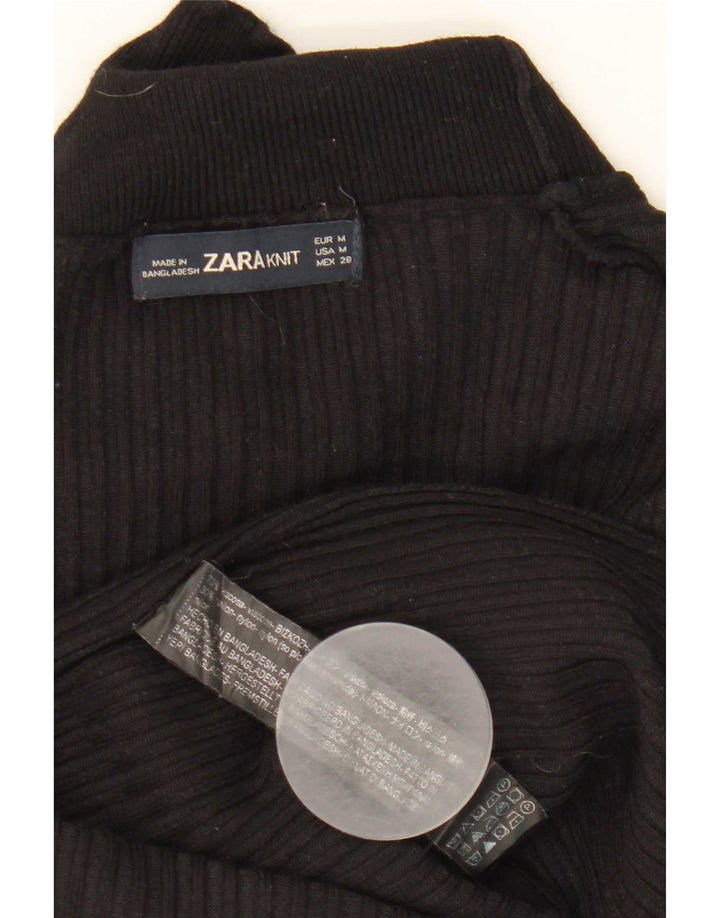 Zara Γυναικείο πουλόβερ με λαιμόκοψη UK 12 μεσαία μαύρη βισκόζη