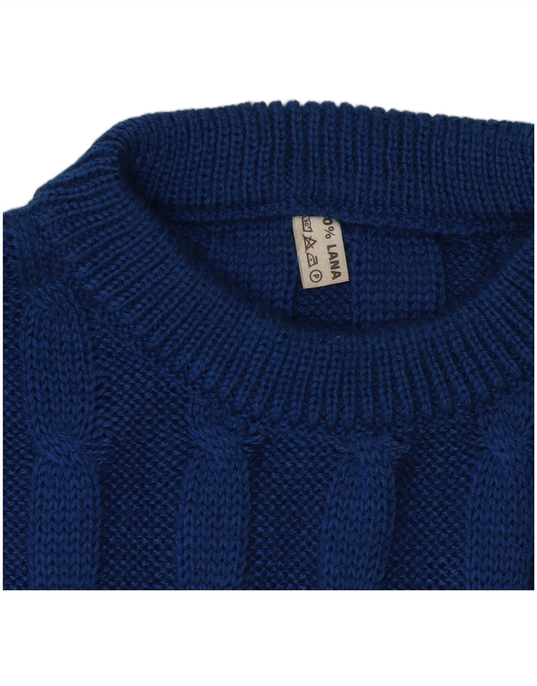 Ανδρικό πουλόβερ με λαιμόκοψη VINTAGE μεσαίο μπλε μαλλί