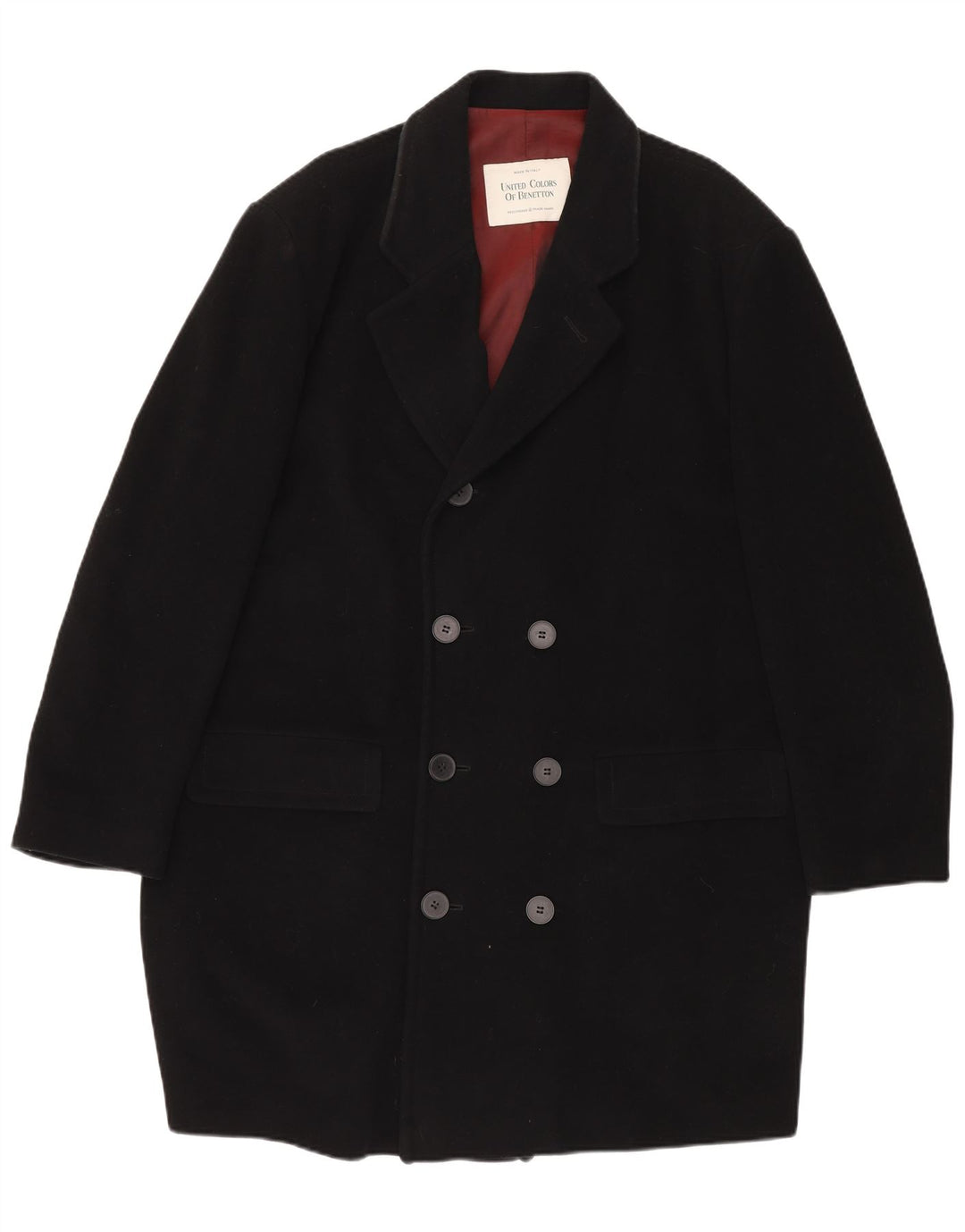 BENETTON Ανδρικό παλτό με διπλό στήθος UK 44 2XL Μαύρο