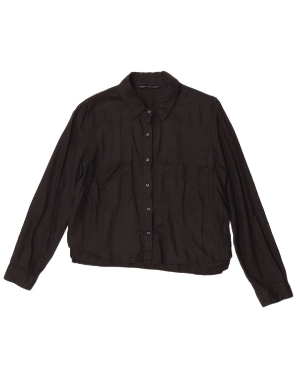 Zara Γυναικείο πουκάμισο Z1975 Μπλούζα UK 14 Medium Black Lyocell