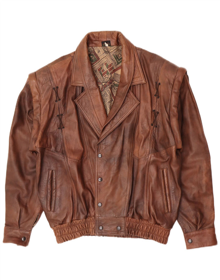 Vintage Ανδρικό Δερμάτινο Μπουφάν UK 40 Large Brown Δερμάτινο