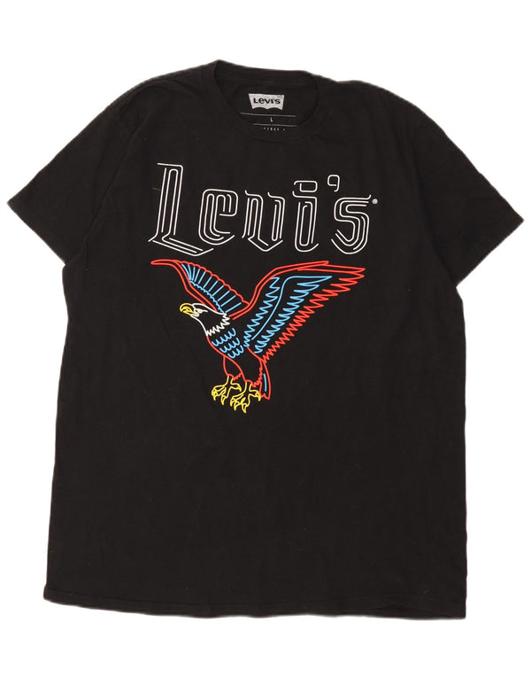 Ανδρικό γραφικό μπλουζάκι Levi's Top μεγάλο μαύρο βαμβακερό
