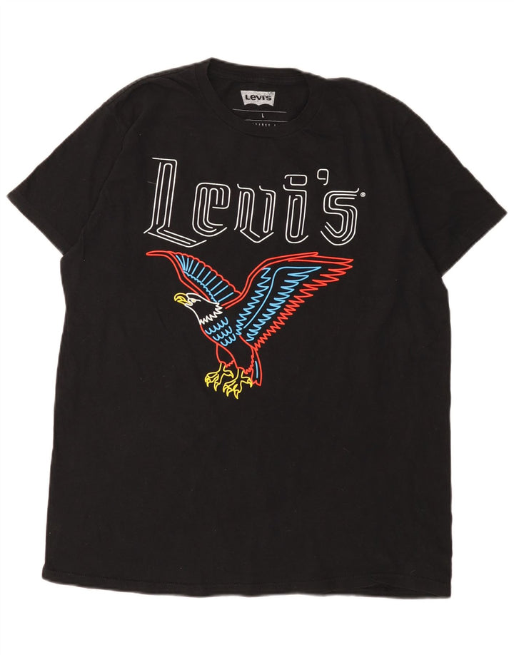 Ανδρικό γραφικό μπλουζάκι Levi's Top μεγάλο μαύρο βαμβακερό