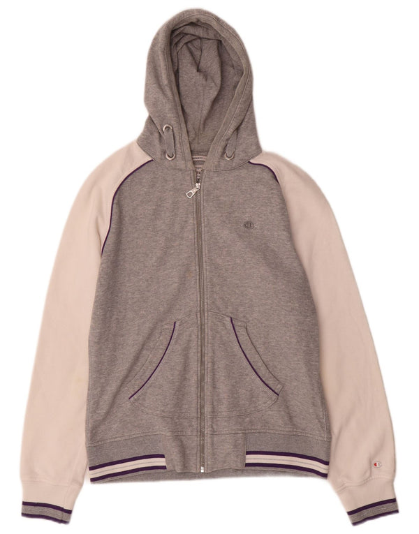 Champion Women Heritage Fit Zip Hoodie πουλόβερ UK 14 Medium Grey