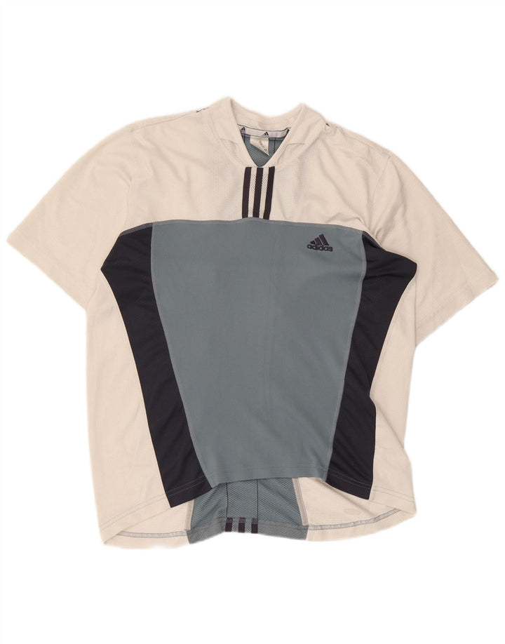 Ανδρικό μπλουζάκι ADIDAS Top UK 40/42 μεσαίο λευκό έγχρωμο πολυεστέρας