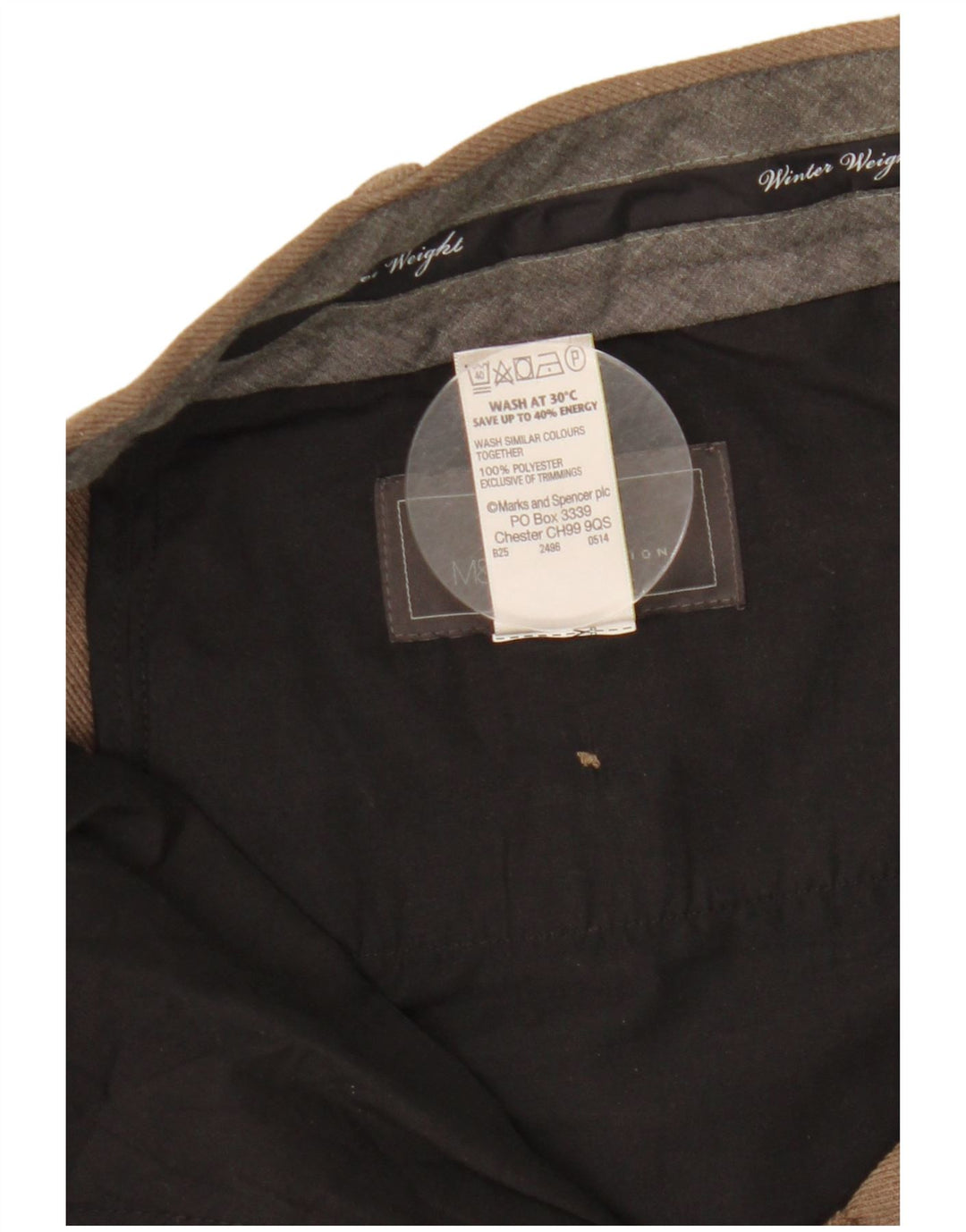 Marks & Spencer Ανδρικό παντελόνι Chino με κανονική εφαρμογή W42 L29 καφέ πολυεστέρας
