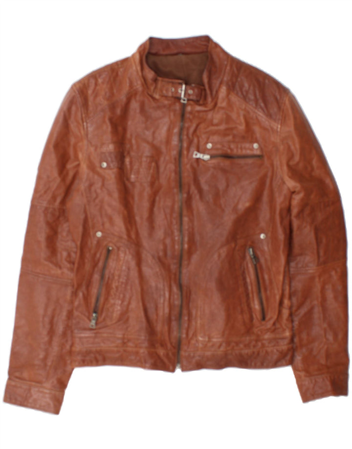 VINTAGE Womens Leather Jacket UK 14 Medium Brown Vintage Vintage and Second-Hand Vintage from Messina Hembry 