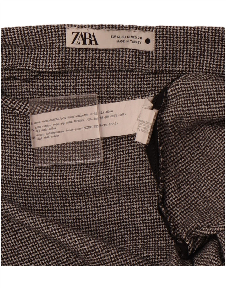 Γυναικεία μακρυμάνικη μπλούζα ZARA τοπ 12 μεσαίου γκρι Houndstooth βισκόζη