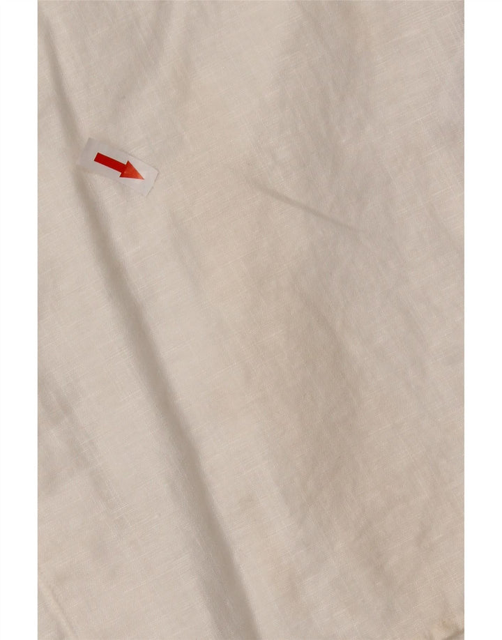 TED BAKER Ανδρικό κοντομάνικο πουκάμισο μέγεθος 5 XL Λευκό λινό