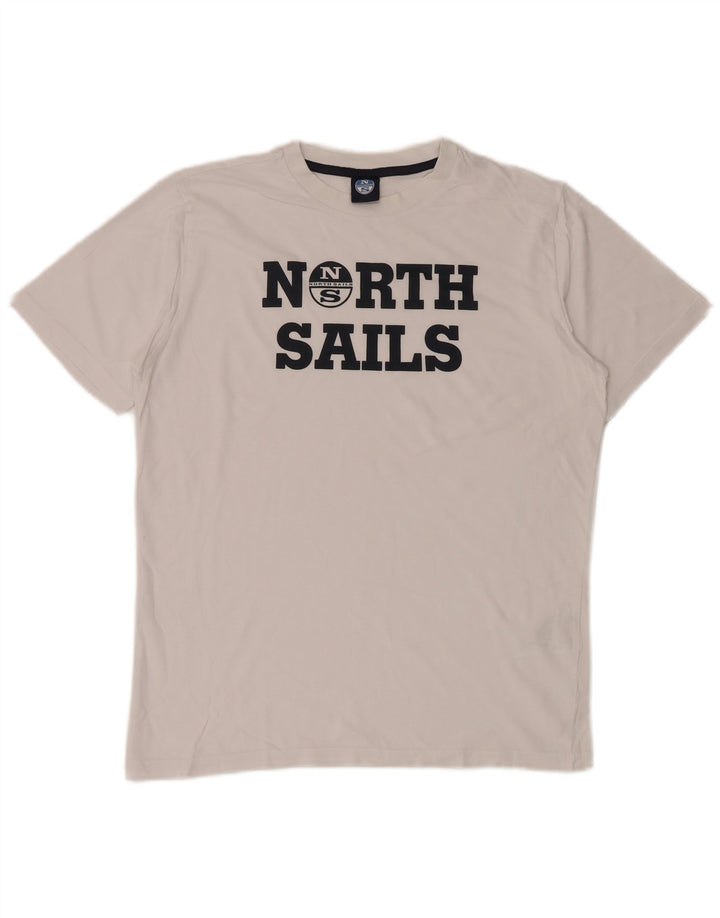 North Sails Ανδρικό γραφικό T-Shirt Top Μικρό λευκό βαμβακερό