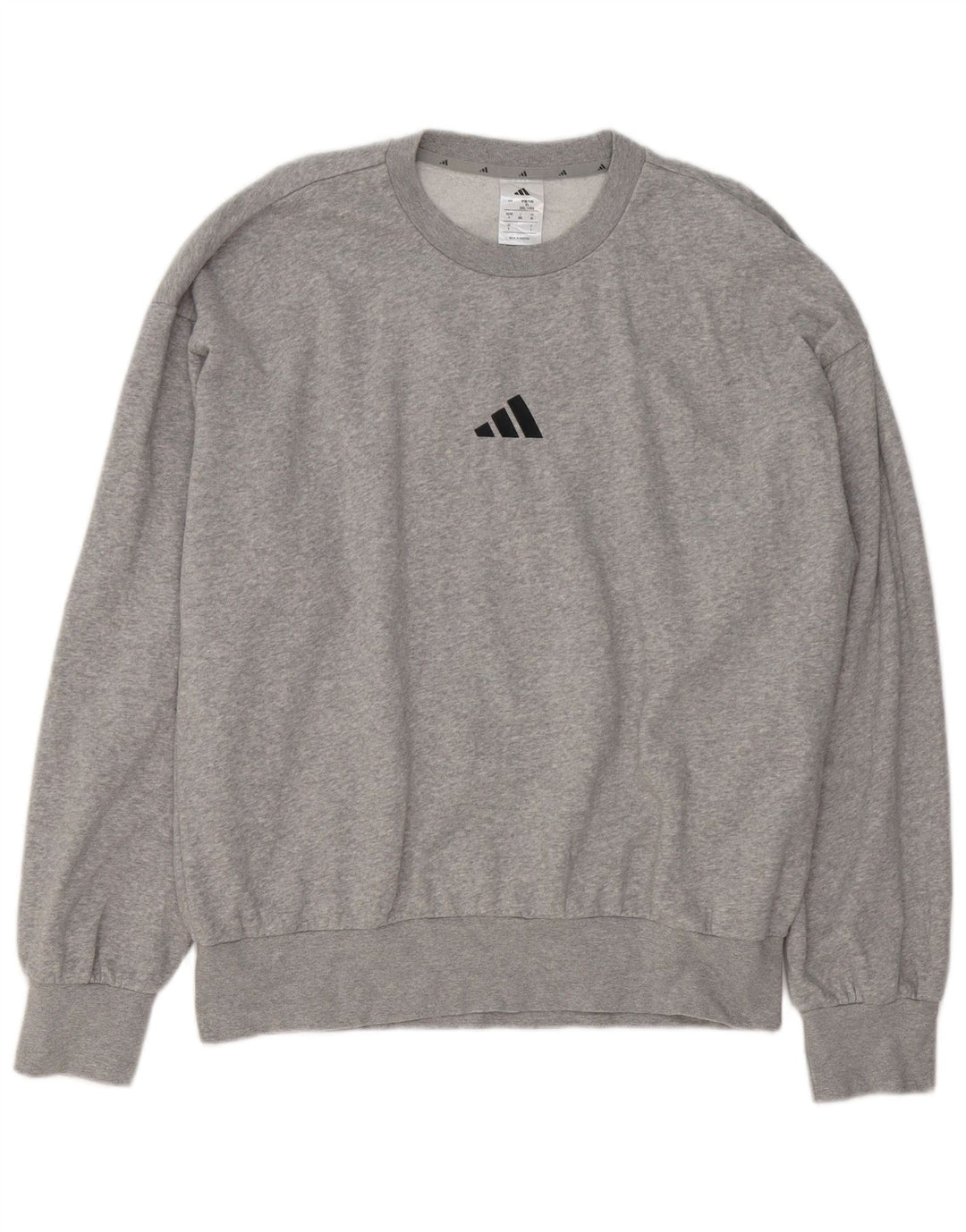Ανδρικό γραφικό φούτερ Adidas, βαμβακερό γκρι μεγάλο