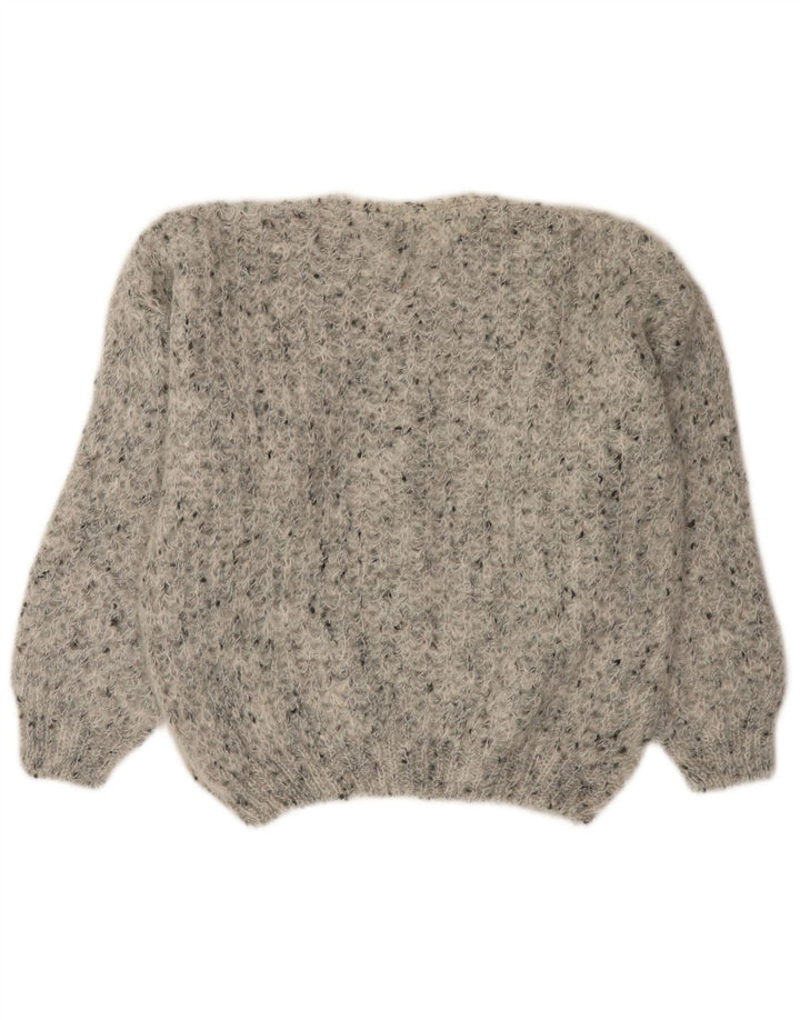 VINTAGE Γυναικείο πουλόβερ με ζακέτα μεγάλου μεγέθους UK 18 XL με γκρι φλιτζάνια