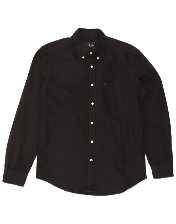 Ανδρικό πουκάμισο American Eagle Classic Fit, μεσαίο μαύρο βαμβακερό
