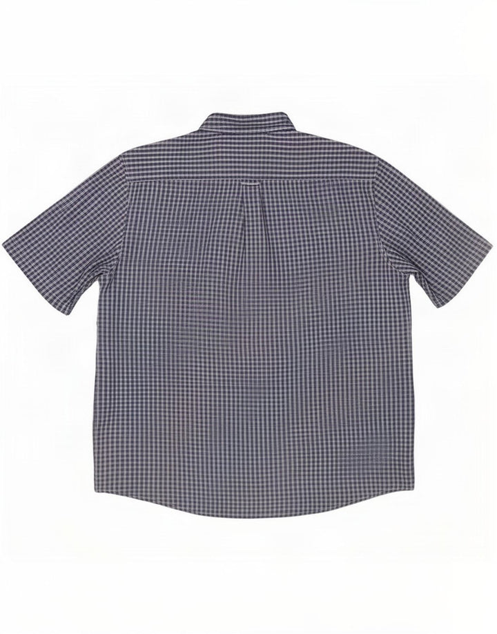 Ανδρικό κοντομάνικο πουκάμισο James Pringle XL Navy Blue Check Polyester